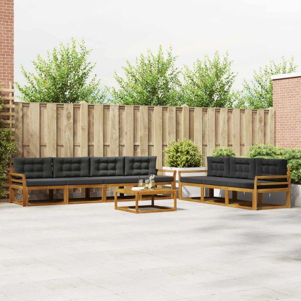 Комплект дивани за открито 8 pcs Натурален и Антрацит