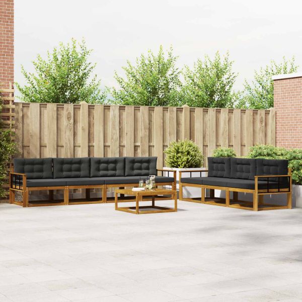 Комплект дивани за открито 8 pcs Натурален и Антрацит