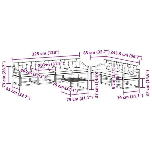 Комплект дивани за открито 8 pcs Натурален и Крема