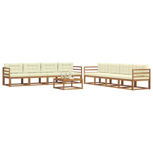 Комплект дивани за открито 9 pcs Натурален и Крема