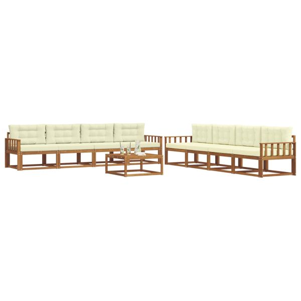 Комплект дивани за открито 9 pcs Натурален и Крема
