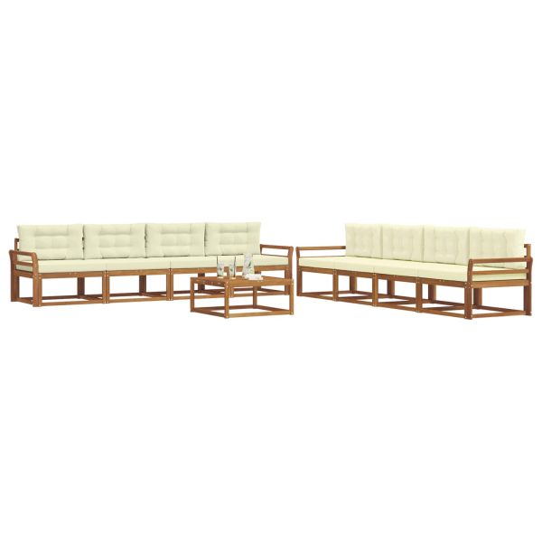 Комплект дивани за открито 9 pcs Натурален и Крема