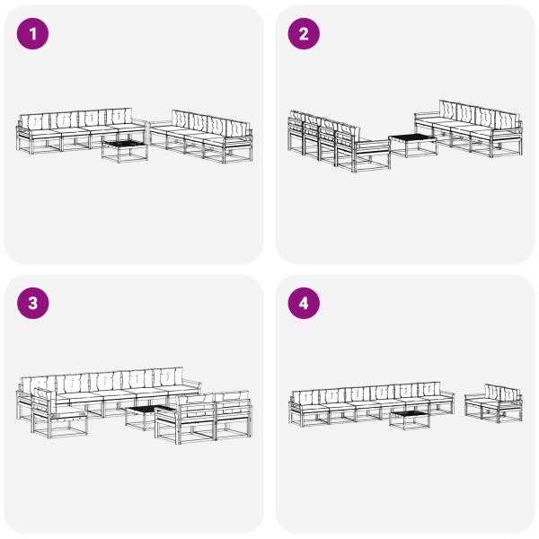 Комплект дивани за открито 9 pcs Натурален и Антрацит