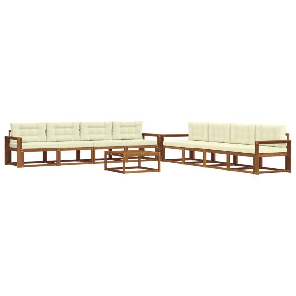 Комплект дивани за открито 9 pcs Натурален и Крема