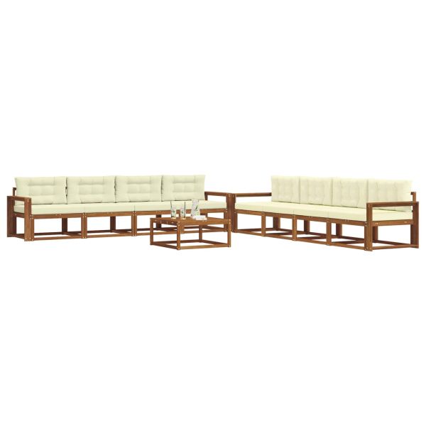 Комплект дивани за открито 9 pcs Натурален и Крема