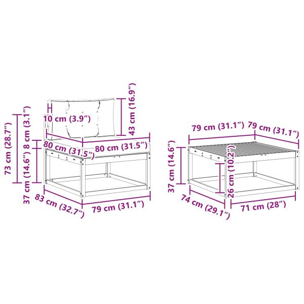 Комплект дивани за открито 9 pcs Натурален и Антрацит