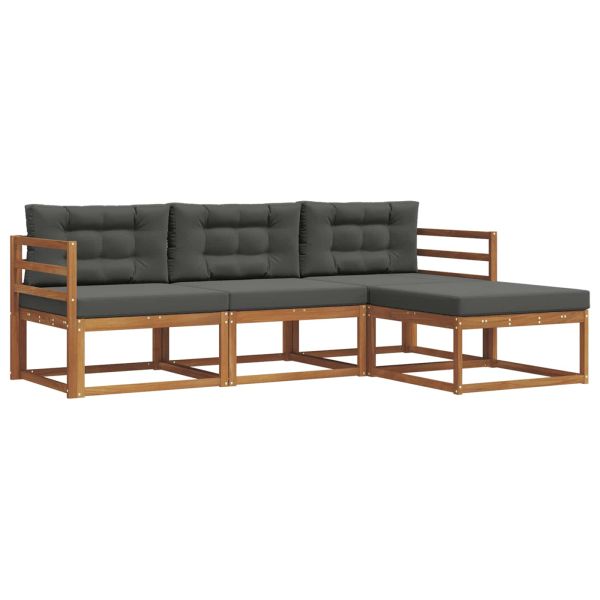 Комплект дивани за открито 4 pcs Натурален и Антрацит