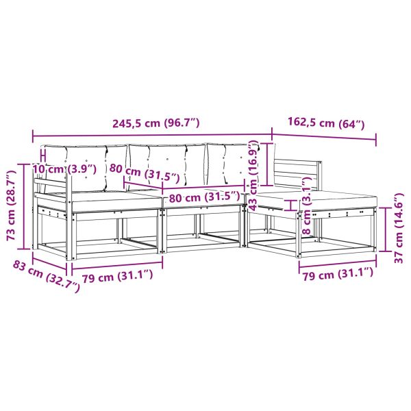 Комплект дивани за открито 4 pcs Натурален и Антрацит