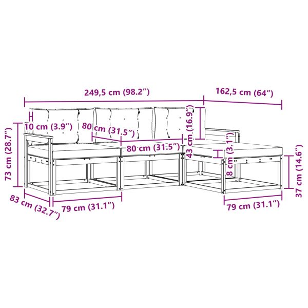 Комплект дивани за открито 4 pcs Натурален и Антрацит