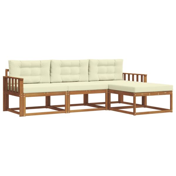 Комплект дивани за открито 4 pcs Натурален и Крема