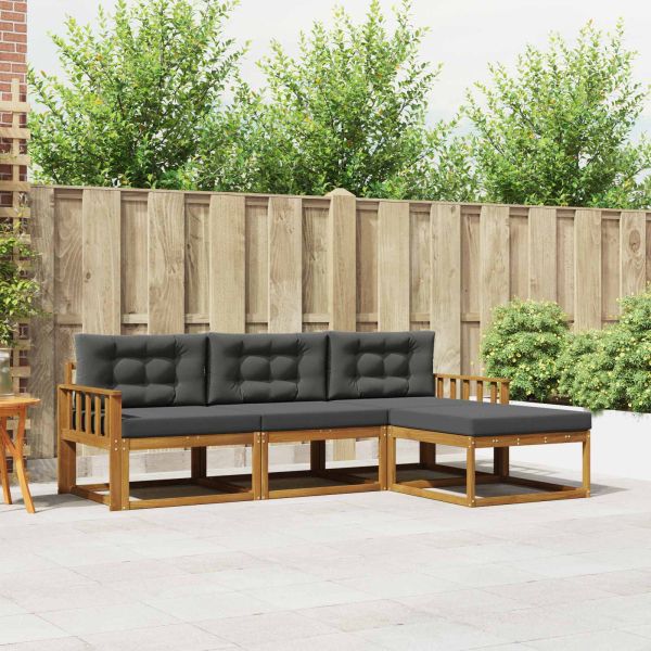 Комплект дивани за открито 4 pcs Натурален и Антрацит