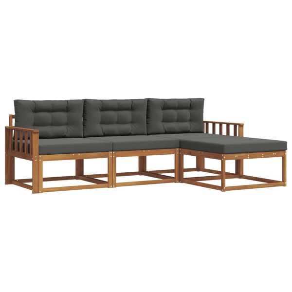 Комплект дивани за открито 4 pcs Натурален и Антрацит