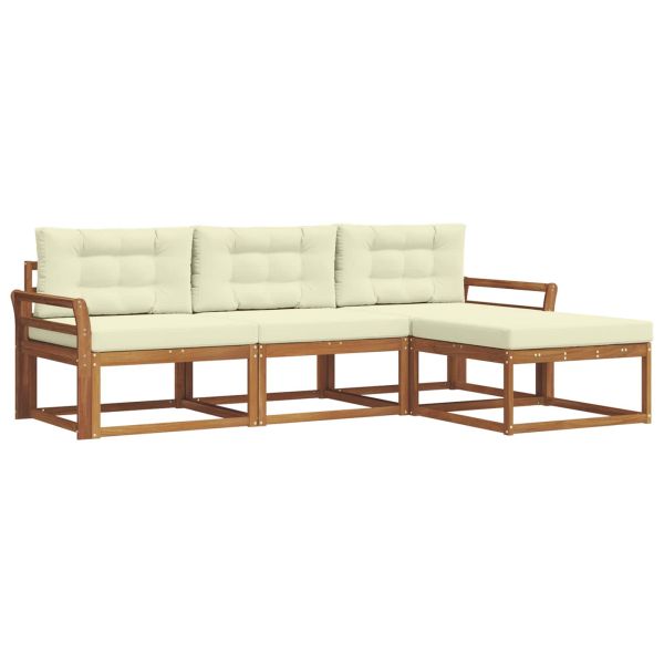 Комплект дивани за открито 4 pcs Натурален и Крема