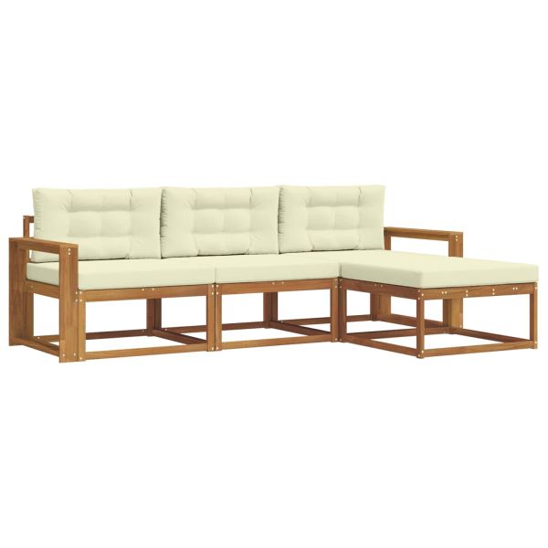Комплект дивани за открито 4 pcs Натурален и Крема