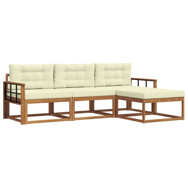 Комплект дивани за открито 4 pcs Натурален и Крема