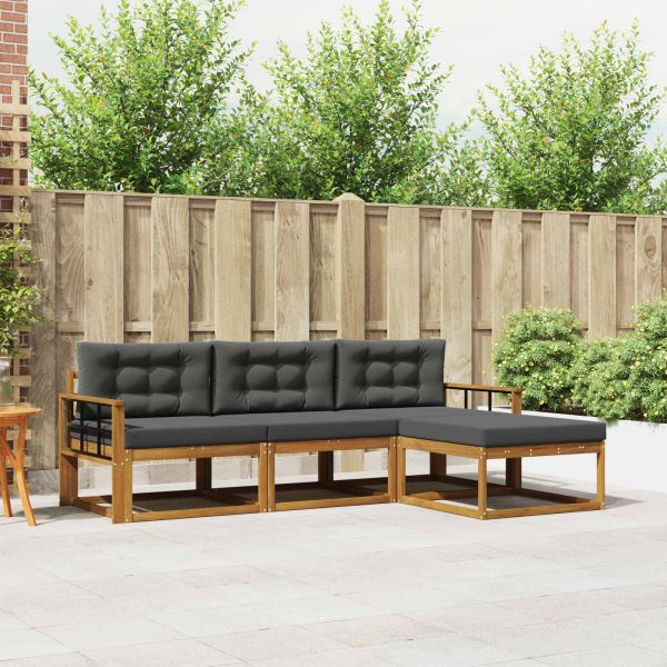 Комплект дивани за открито 4 pcs Натурален и Антрацит