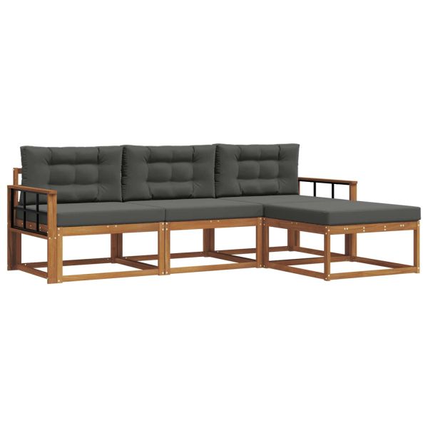 Комплект дивани за открито 4 pcs Натурален и Антрацит