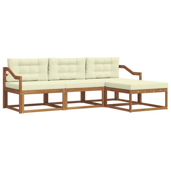 Комплект дивани за открито 4 pcs Натурален и Крема