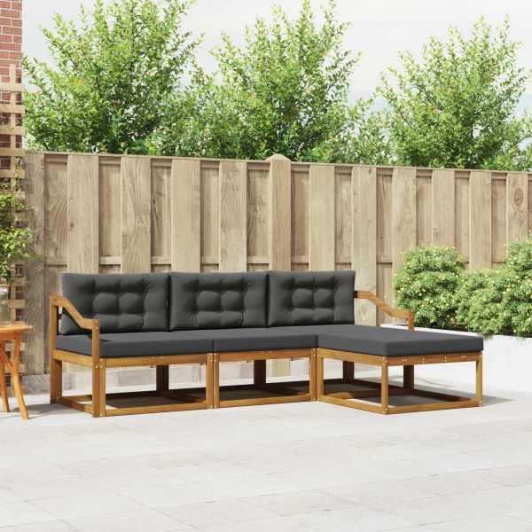 Комплект дивани за открито 4 pcs Натурален и Антрацит