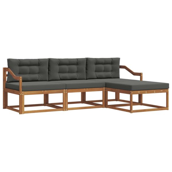 Комплект дивани за открито 4 pcs Натурален и Антрацит