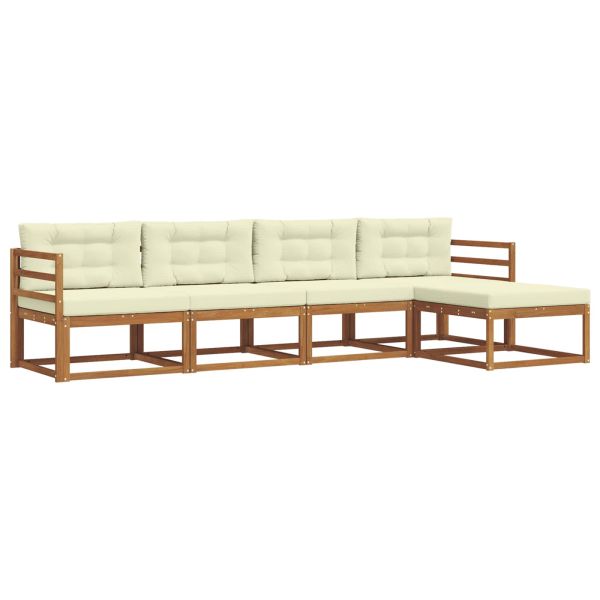 Комплект дивани за открито 5 pcs Натурален и Крема