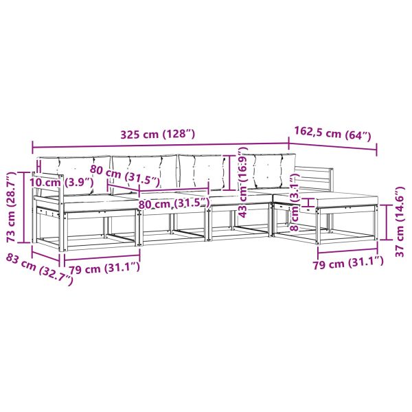 Комплект дивани за открито 5 pcs Натурален и Крема
