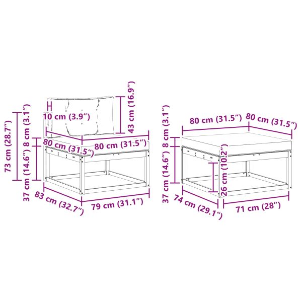 Комплект дивани за открито 5 pcs Натурален и Крема