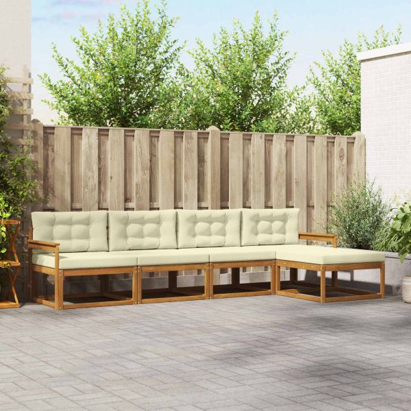 Комплект дивани за открито 5 pcs Натурален и Крема