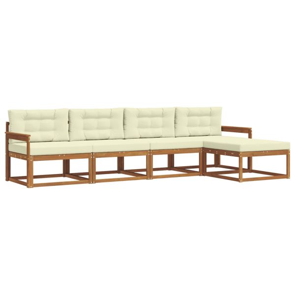Комплект дивани за открито 5 pcs Натурален и Крема