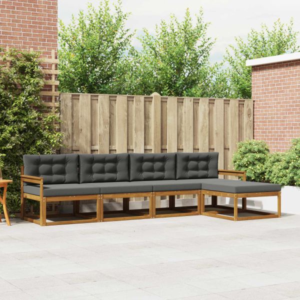 Комплект дивани за открито 5 pcs Натурален и Антрацит