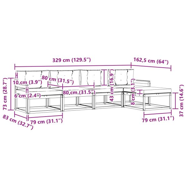 Комплект дивани за открито 5 pcs Натурален и Антрацит