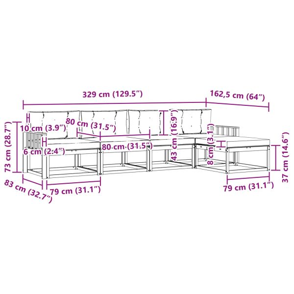 Комплект дивани за открито 5 pcs Натурален и Крема