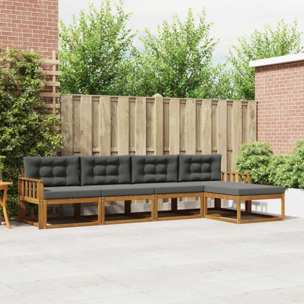 Комплект дивани за открито 5 pcs Натурален и Антрацит