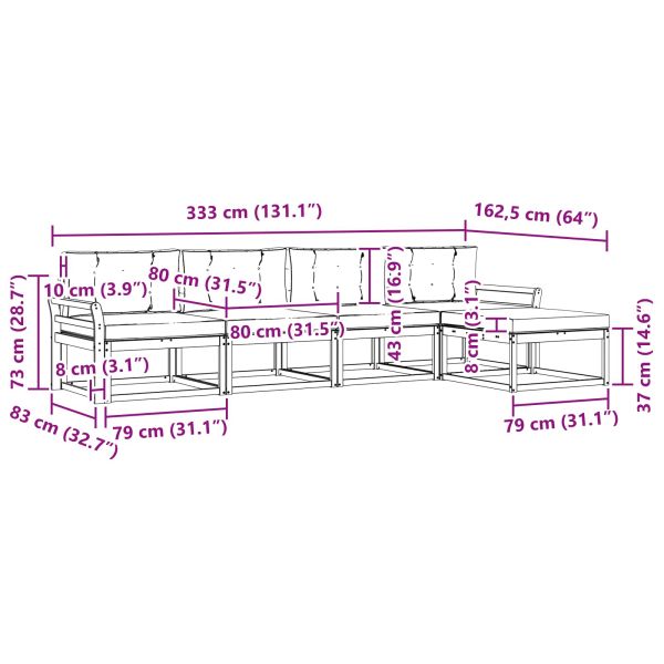 Комплект дивани за открито 5 pcs Натурален и Антрацит