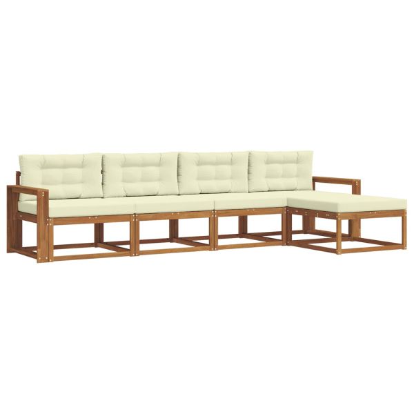 Комплект дивани за открито 5 pcs Натурален и Крема