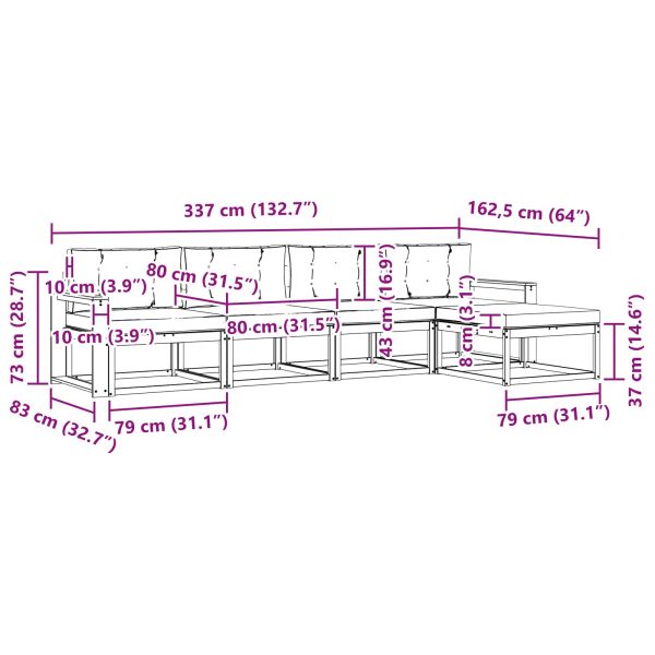 Комплект дивани за открито 5 pcs Натурален и Крема