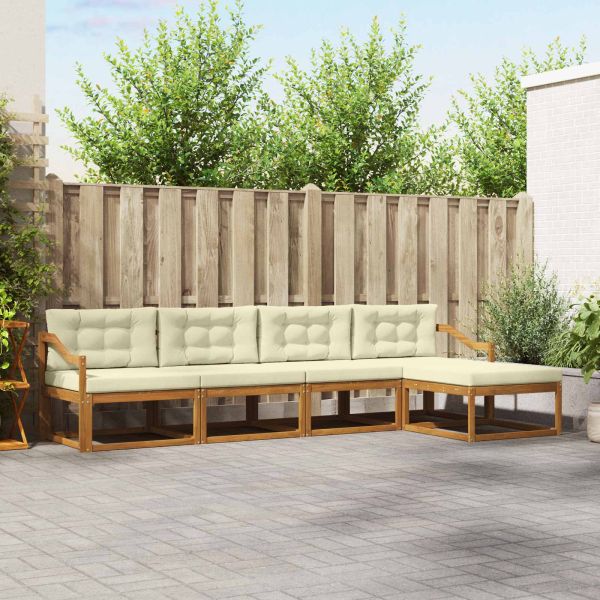 Комплект дивани за открито 5 pcs Натурален и Крема