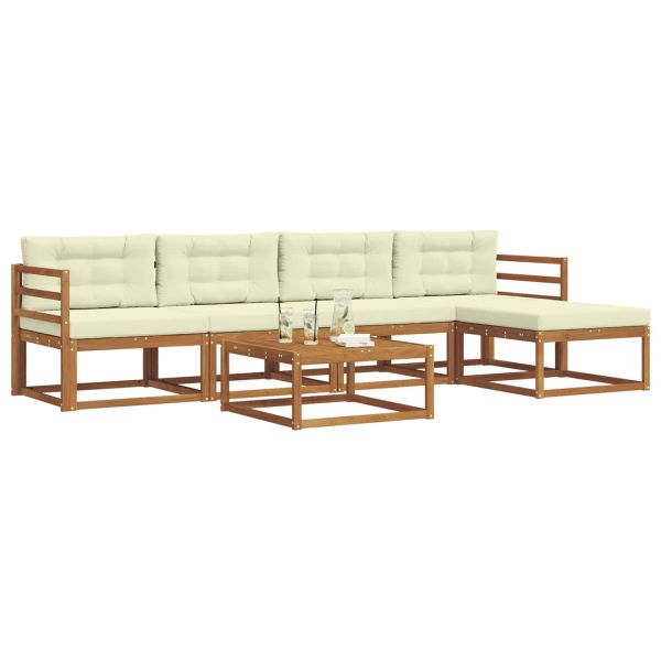 Комплект дивани за открито 6 pcs Натурален и Крема