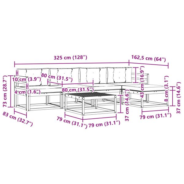 Комплект дивани за открито 6 pcs Натурален и Крема