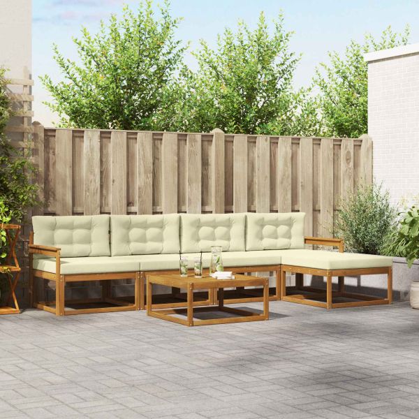 Комплект дивани за открито 6 pcs Натурален и Крема