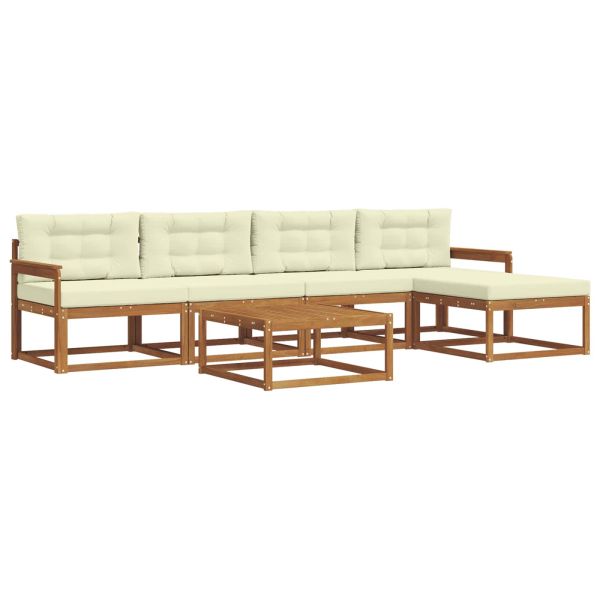 Комплект дивани за открито 6 pcs Натурален и Крема