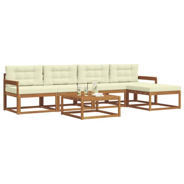 Комплект дивани за открито 6 pcs Натурален и Крема