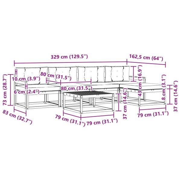 Комплект дивани за открито 6 pcs Натурален и Антрацит