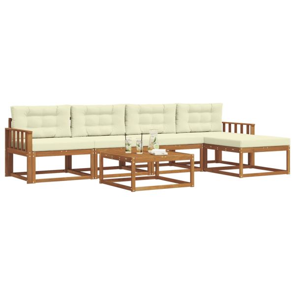 Комплект дивани за открито 6 pcs Натурален и Крема