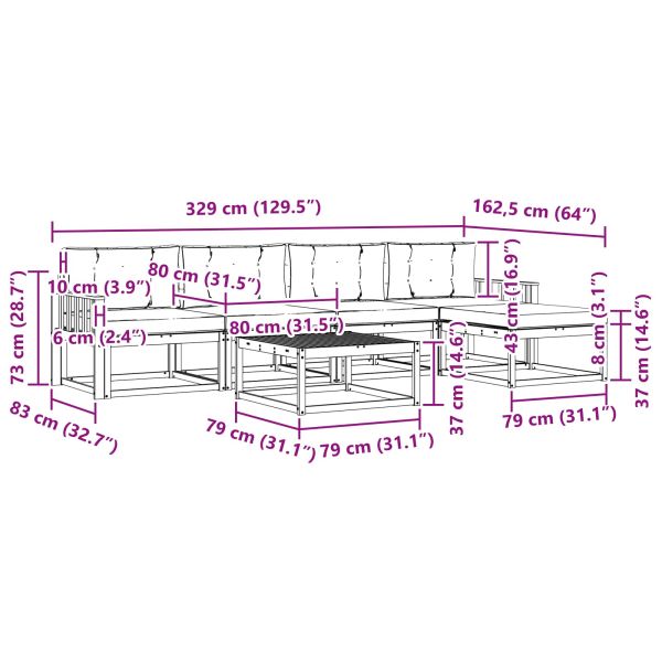 Комплект дивани за открито 6 pcs Натурален и Крема
