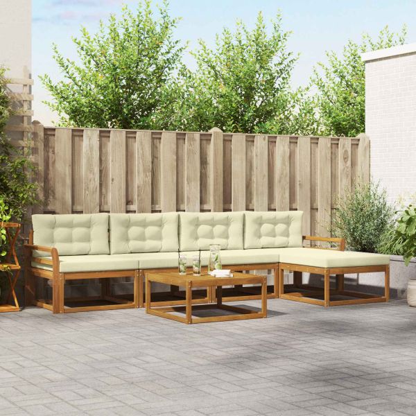 Комплект дивани за открито 6 pcs Натурален и Крема