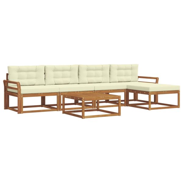 Комплект дивани за открито 6 pcs Натурален и Крема