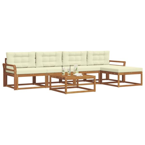 Комплект дивани за открито 6 pcs Натурален и Крема