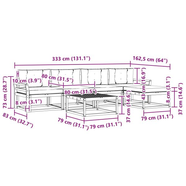 Комплект дивани за открито 6 pcs Натурален и Антрацит