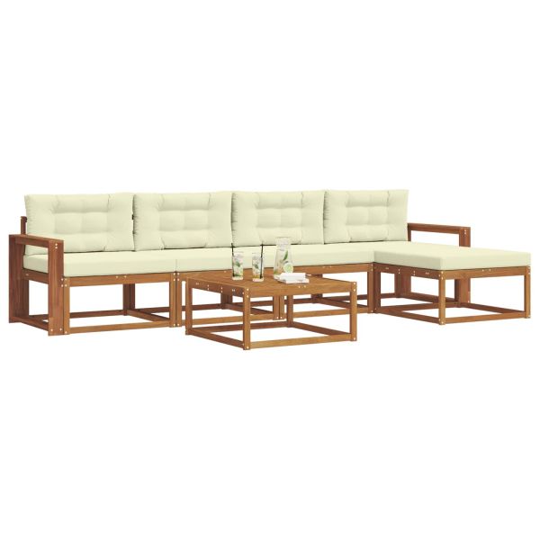 Комплект дивани за открито 6 pcs Натурален и Крема